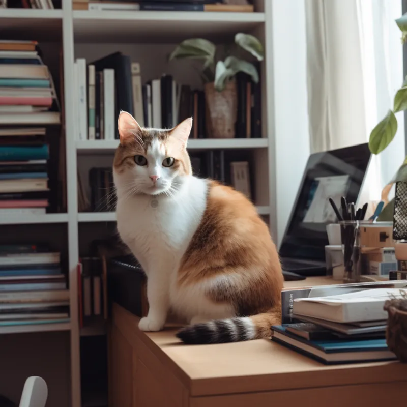 Kissa kotitoimistossa' title=