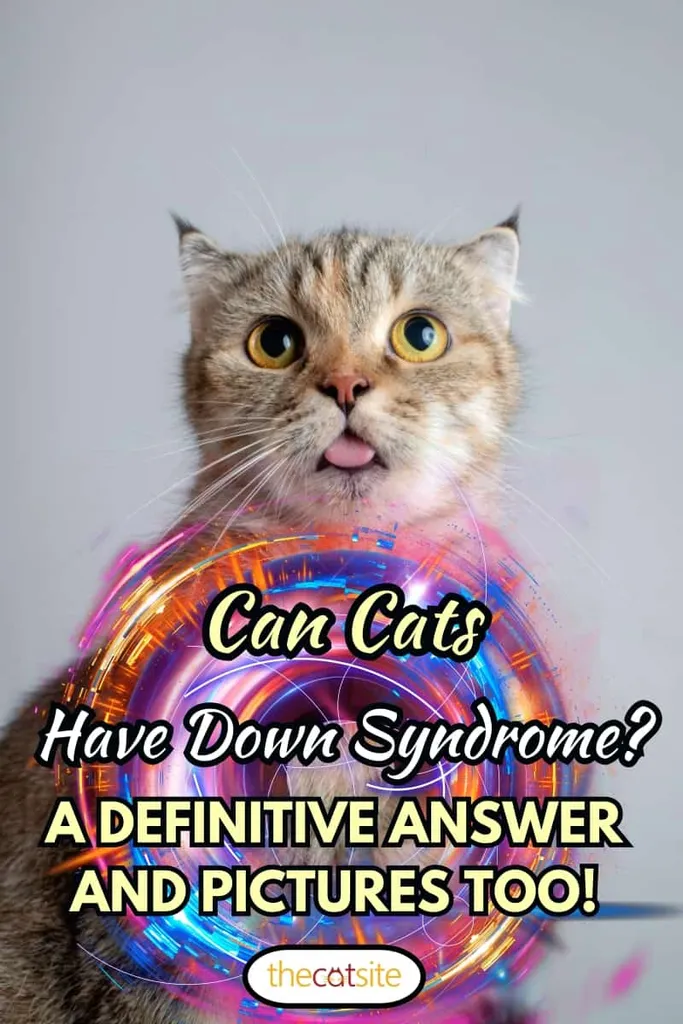 Jauna beprotiška nustebusi katė daro dideles akis iš arti. Škotijos raukšlė katė nustebo ir plačiai atveria burną.' title=