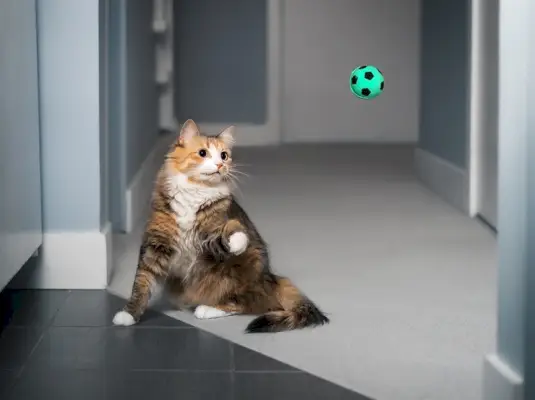 gato jugando a la pelota