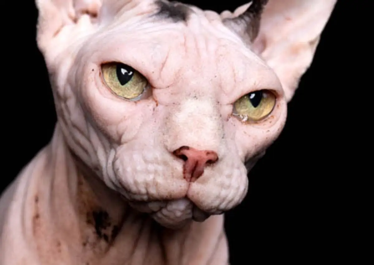 Dirt on a Sphynx cat