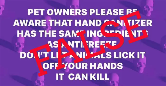Does hand sanitiser contain antifreeze?
