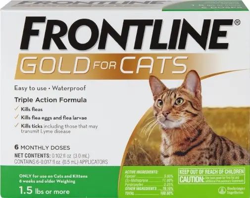 Frontline Gold per a gats: visió general, dosificació i efectes secundaris