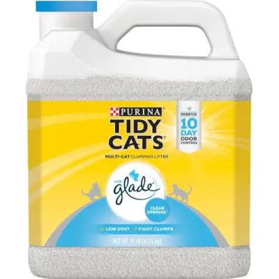 Arena para gatos de arcilla aglomerante perfumada resistente Glade de Tidy Cats