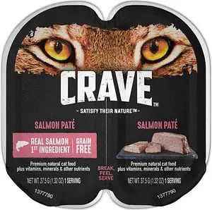 Crave Salmon Pate gabonamentes macskaeledel tálcák, 2,6 uncia, 24 ikercsomagos doboz