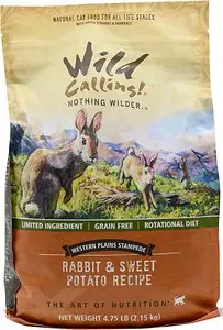 Wild Calling Western Plains Stampede Recette de lapin et de patate douce Nourriture sèche pour chats sans céréales