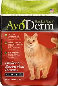 AvoDerm Formule naturelle de repas de poulet et de hareng Nourriture sèche pour chats adultes