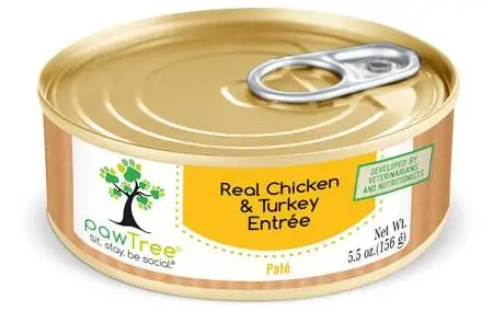 Paté de menjar per gats enllaunat de pawTree Real pollastre i gall dindi