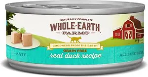 Whole Earth Farms 穀物不使用のリアルダックパテのレシピ缶入りキャットフード