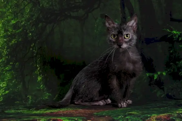 lykoi kissa istuu ulkona