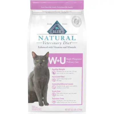 Blue Buffalo Natural Veterinary Diet W+U Weight Management + Urinary Care Суха храна за котки без зърно