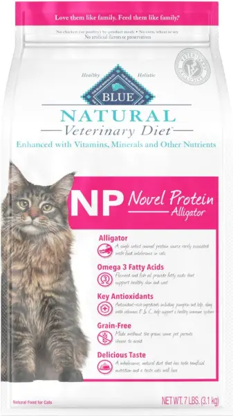 Blue Buffalo Natural Vet Diet Alimento seco para gatos con proteína de cocodrilo