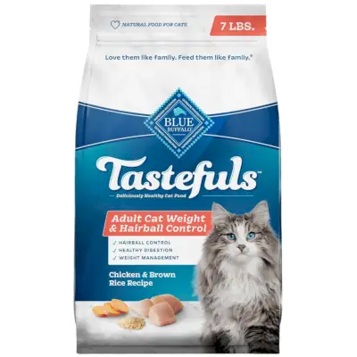 Blue Buffalo Tastefuls Adult Trockenfutter für Katzen zur Gewichtskontrolle und Haarballenkontrolle