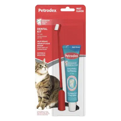 Kit dental para gatos con sabor a malta enzimática de fuerza veterinaria Sentry Petrodex