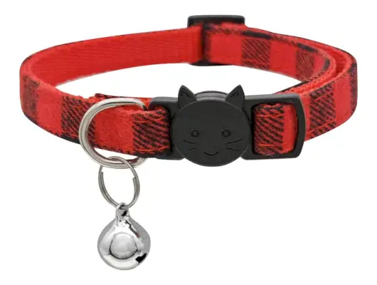 MJIYA Elegantes collares para gatos a cuadros con cascabeles