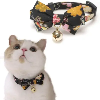 Necoichi Kimono Pajarita Collar de Gato con Campana