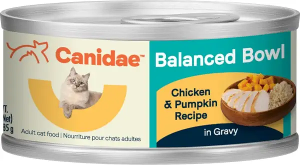 CANIDAE Balanced Bowl-Rezept für Hühnchen und Kürbis in Soße, Nassfutter für Katzen