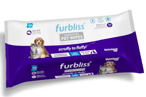 Vetnique Labs Furbliss مناديل صحية للحيوانات الأليفة للكلاب والقطط