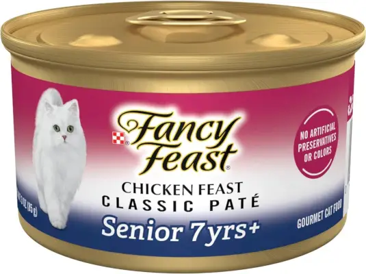 Purina Fancy Feast Cibo umido per gatti anziani 7 anni più patè di pollo