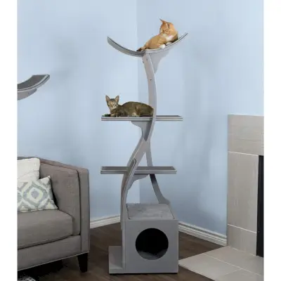 Der raffinierte Kratzbaum aus Mikrofaser für Katzen