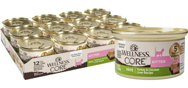 Wellness CORE Natural Peru e Patê de Fígado de Frango Sem Grãos Comida Enlatada para Gatinhos