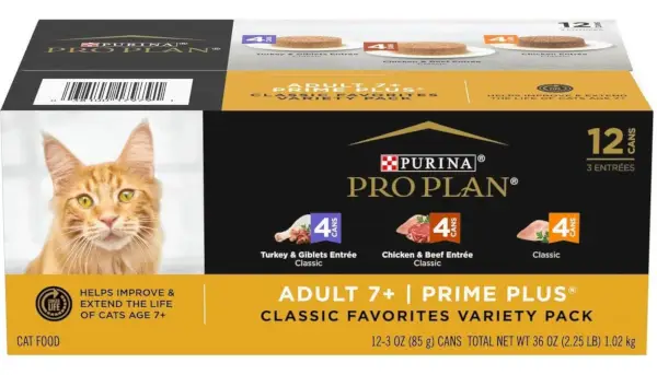 Purina Pro Plan Adulto Sênior 7+ Aves e Carne Favoritos Patê Pacote de Variedades Comida enlatada para gatos