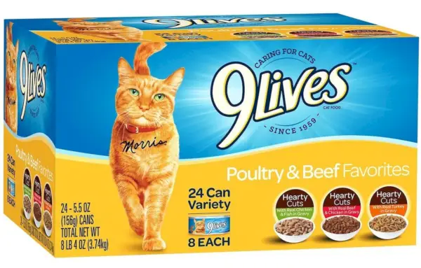 Pacote de variedades favoritos de aves e carne bovina 9 Lives Comida enlatada para gatos