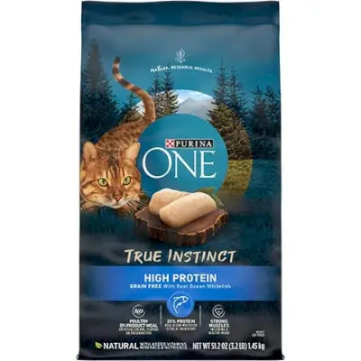 Purina ONE True Instinct Natürliches, getreidefreies Trockenfutter für Katzen mit Meeresweißfisch