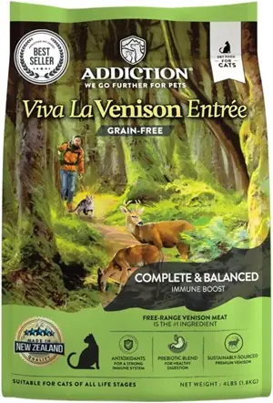 Ração seca para gatos Viva La Venison sem grãos Addiction