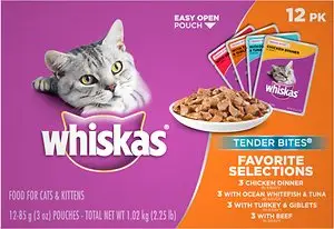 Whiskas Tender Bites Sélections préférées Sachets de nourriture pour chats