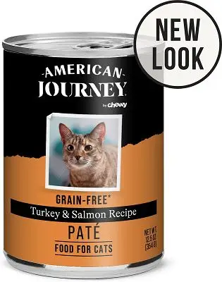 American Journey Pate Recette de dinde et de saumon Nourriture pour chats en conserve sans céréales