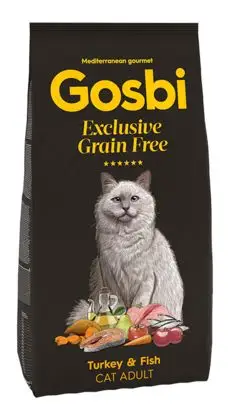 Gosbi Exclusive Nourriture sèche pour chats adultes sans céréales à la dinde et au poisson