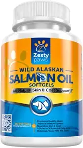 Zesty Paws Wild Alaskan Salmon Oil Skin & Coat Support Softgels Suplemento para cães e gatos