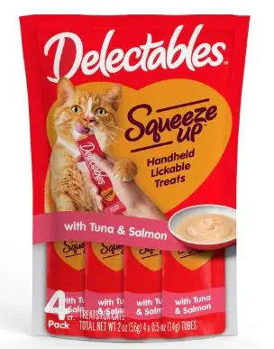 Gâteries à lécher pour chats Hartz Delectables Squeeze Up au thon et au saumon