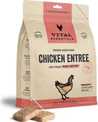 Vital Essentials Frystorkad Raw Chicken Mini Patties Entree Cat Food